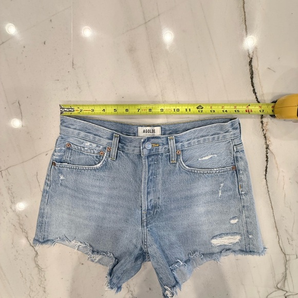 Agolde Light Wash Distressed Cutoff Denim Shorts - Picture 5 of 8